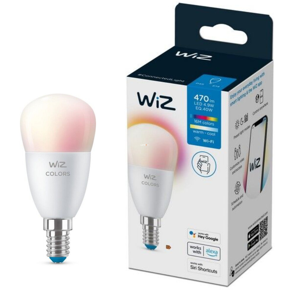 WiZ okos E14 LED, csepp forma, 2200-6500 K, 40 W izzó helyett, 2 darabos (RGBW)