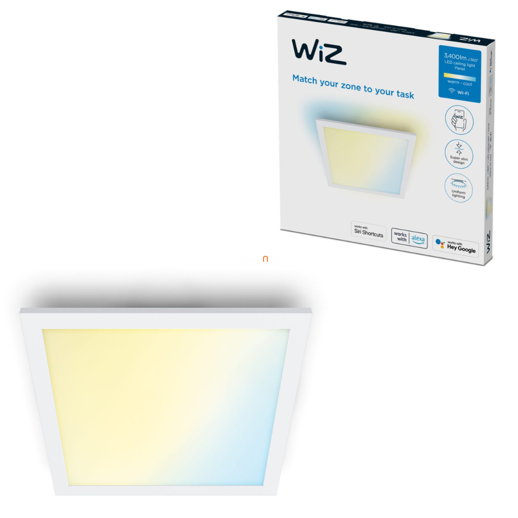 WiZ Ceiling SQ 36W 3400lm 2700-6500K mennyezeti LED panel, fehér