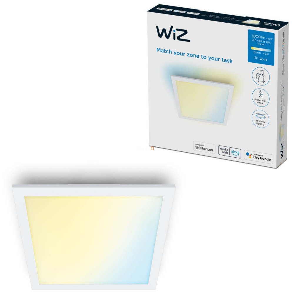 WiZ Ceiling SQ 12W 1000lm 2700-6500K mennyezeti LED panel, fehér