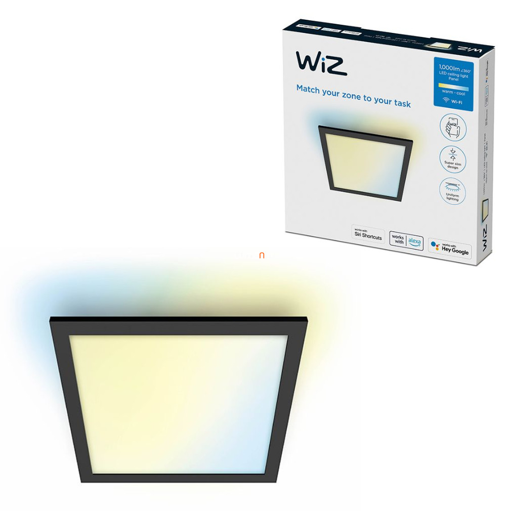 WiZ Ceiling SQ 12W 1000lm 2700-6500K mennyezeti LED panel, fekete