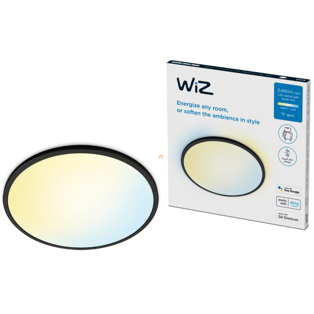 WiZ Super Slim 22W 2450lm 2700-6500K mennyezeti LED lámpa, fekete