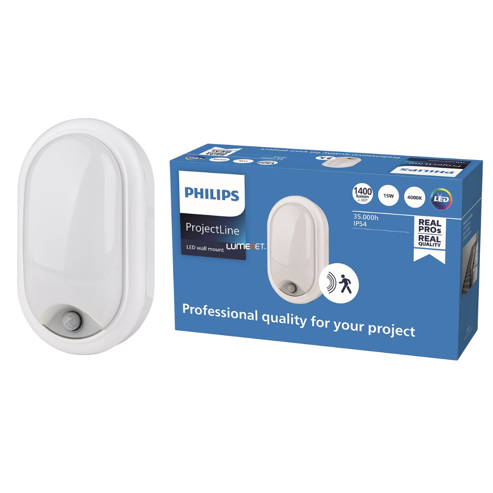 Philips ProjectLine ovális LED fali lámpa jelenlétérzékelővel 15W 4000K 1400lm IP54