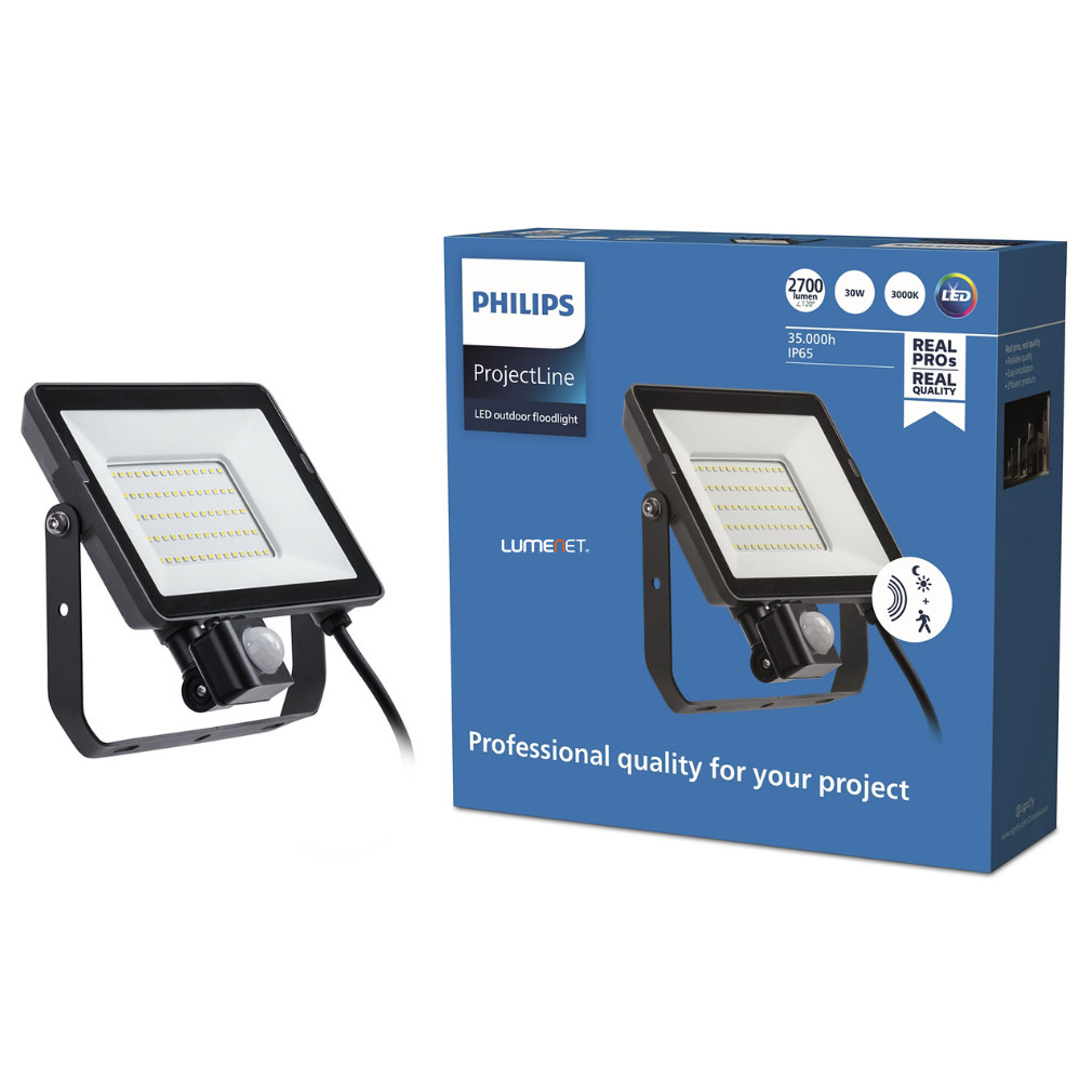 Philips mozgásérzékelős LED reflektor 30W melegfehér 2700lm IP65 (ProjectLine Floodlight)