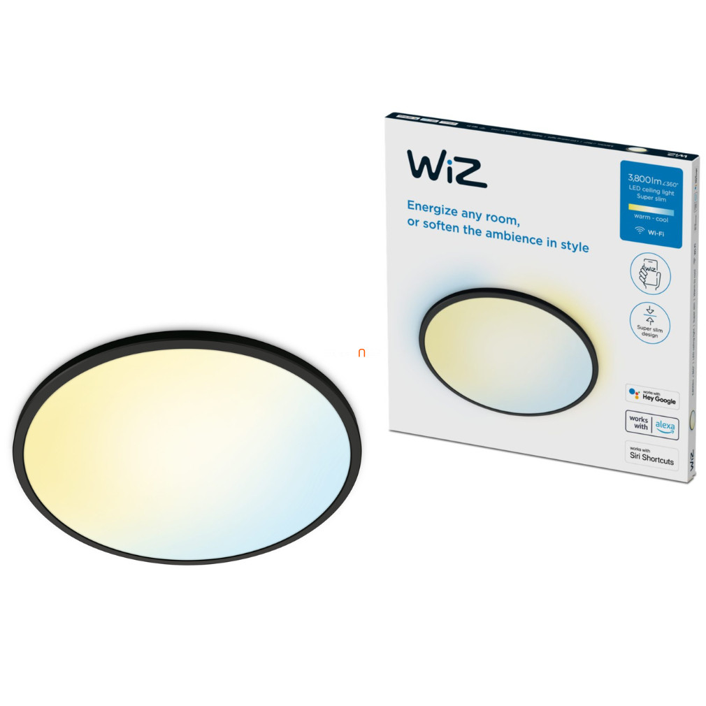 WiZ Super Slim 36W 3800lm 2700-6500K mennyezeti LED lámpa, fekete