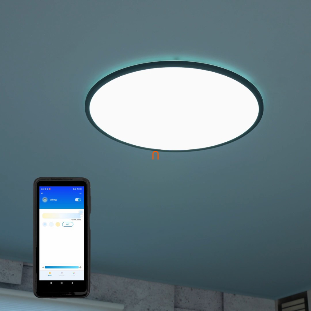 WiZ Super Slim Wi-Fi, Bluetooth 36W 3800lm 2700-6500K mennyezeti LED lámpa, fekete