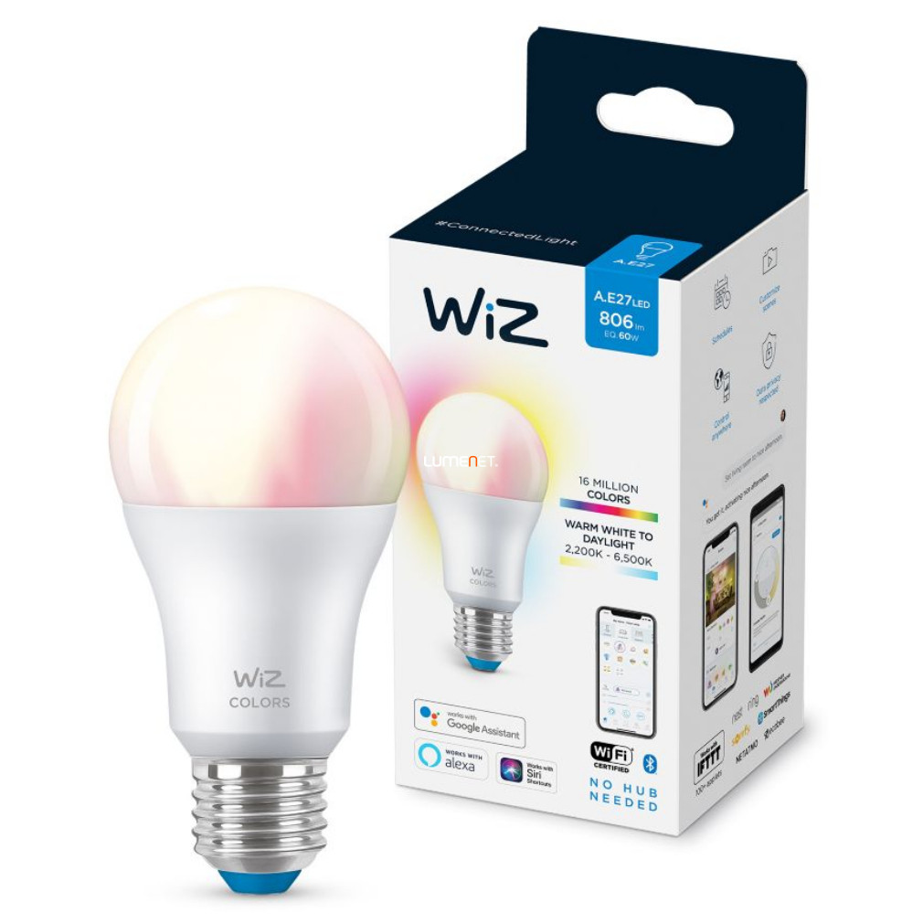 WiZ Wi-Fi A60 E27 LED 8W 806lm CRI90 RGB/2200-6500K