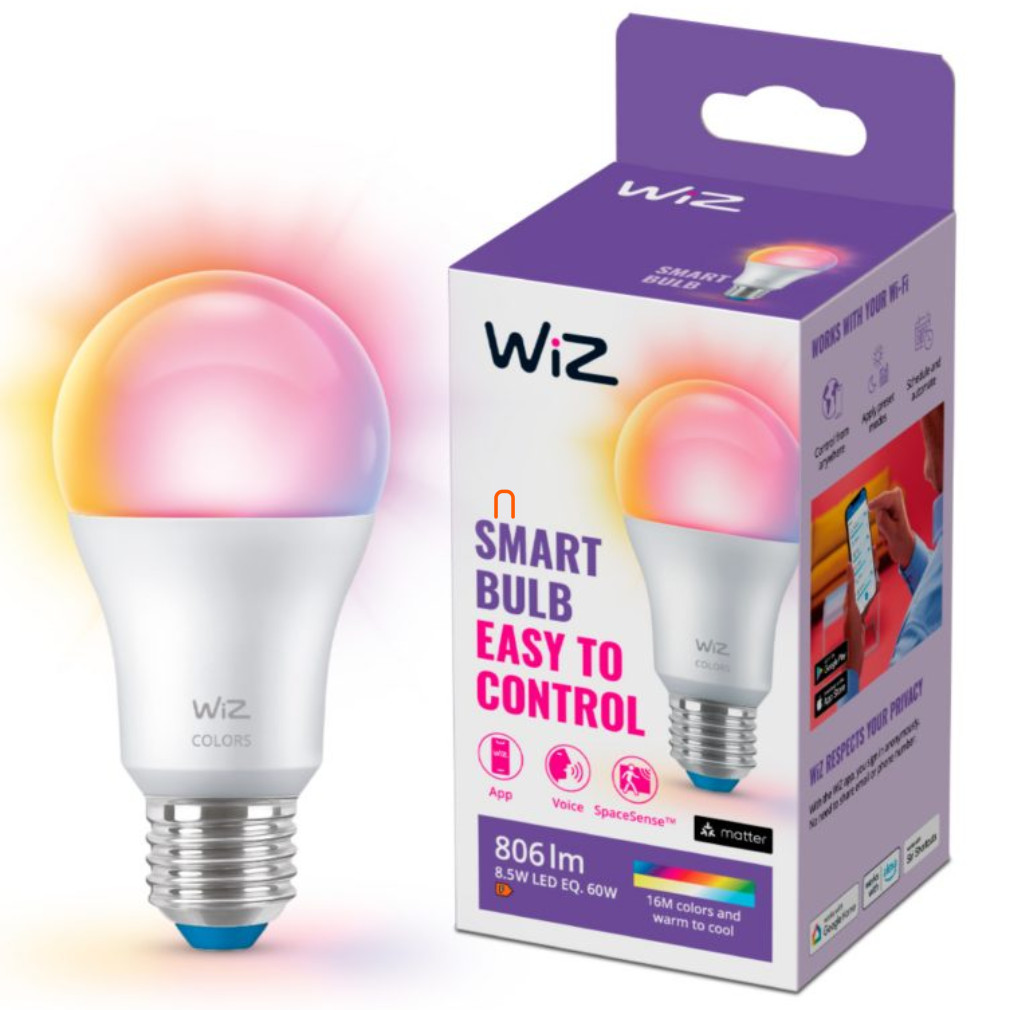 WiZ okos E27 LED, 2200-6500 K, 60W izzó helyett