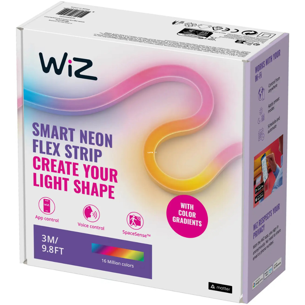 WiZ okos neon LED szalag USB csatlakozással, 2700-5000 K, 3 méteres