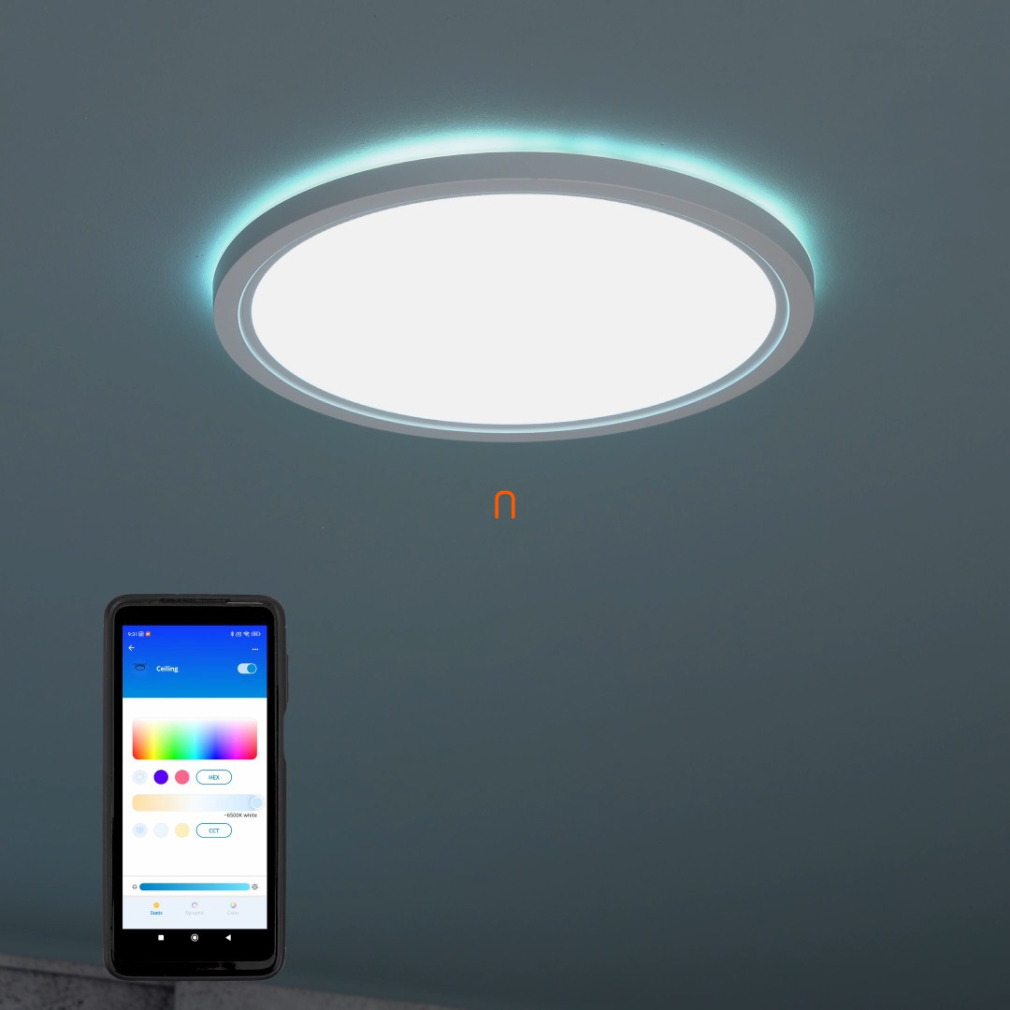 WiZ okos mennyezeti LED lámpa, 2200-6500 K, 22 W, fehér (SuperSlim RGBW)