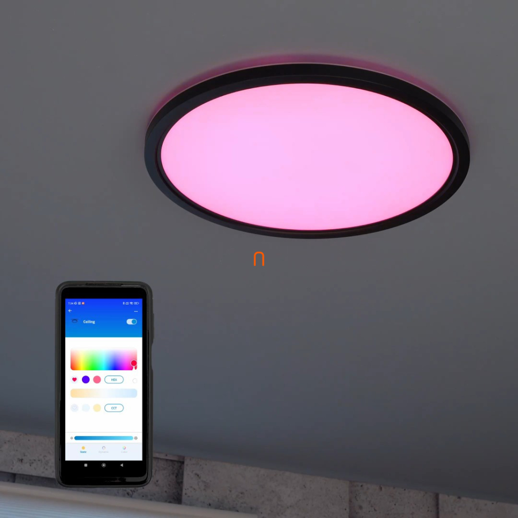 WiZ okos mennyezeti LED lámpa, 2200-6500 K, 32 W, fekete (SuperSlim RGBW)