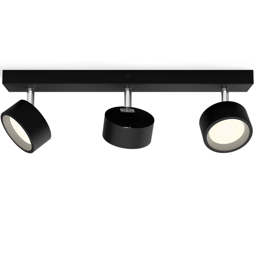 Philips karos LED spotlámpa, melegfehér, 3x5,5 W, fekete színben (Brecia Spot)
