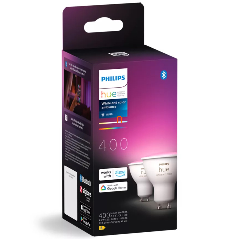 Philips Hue White and Color 4,2W GU10 LED fényforrás 2db/csomag