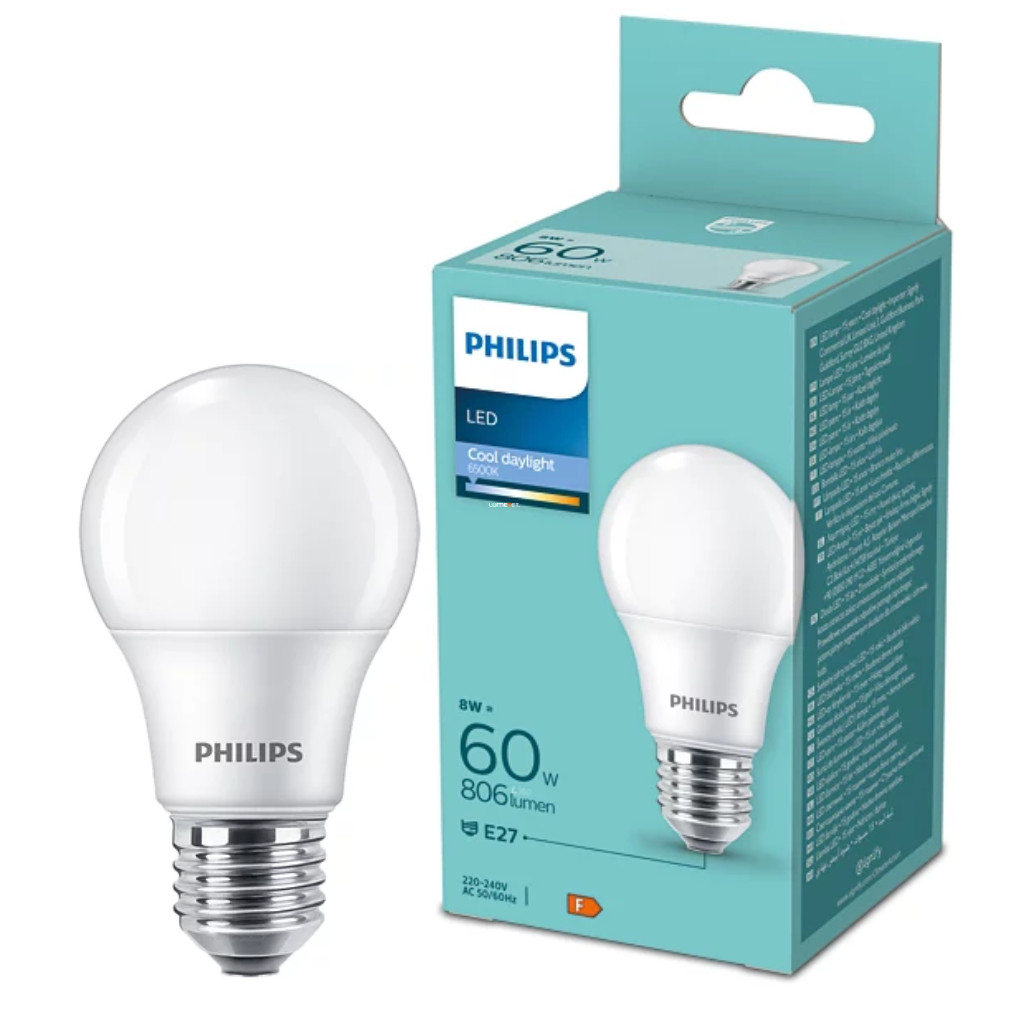 Philips E27 LED 8W 806lm, extra hidegfehér-60 W izzó helyett