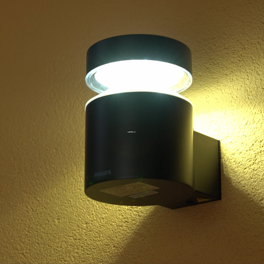 Philips kerek fedeles fali LED lámpa kültérre, hidegfehér fényű (Laven)
