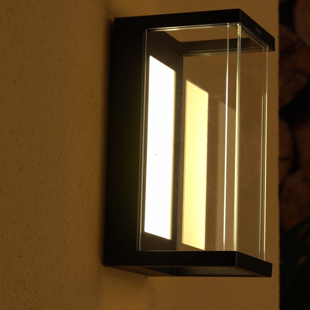 Philips kültéri fali LED lámpa melegfehér fényű, üveg (Ulyzo)