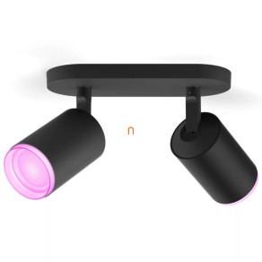   Lampă spot Philips Hue, 2 negre (Fugato White și Color Ambiance)