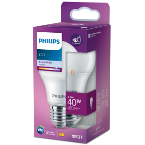   Philips E27 LED, 4.2 W, 470 lm, 4000 K, opál - 40 W izzó helyett