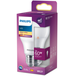   Philips E27 LED, 7 W, 806 lm, 2700 K, opál - 60 W izzó helyett