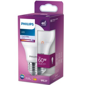   Philips E27 LED, 7 W, 806 lm, 4000 K, opál - 60 W izzó helyett