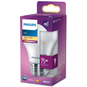   Philips E27 LED, 9.5 W, 1055 lm, 2700 K, opál - 75 W izzó helyett