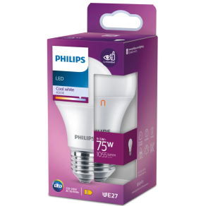   Philips E27 LED, 9.5 W, 1055 lm, 4000 K, opál - 75 W izzó helyett