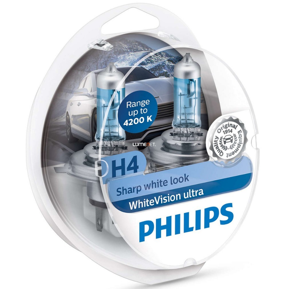 Philips H4 WhiteVision Ultra +60% 12342WVUSM 2db/csomag