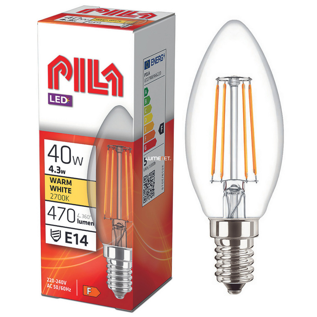PILA (Philips) E14 LED 4,3W 470lm 2700K - 40W izzó helyett