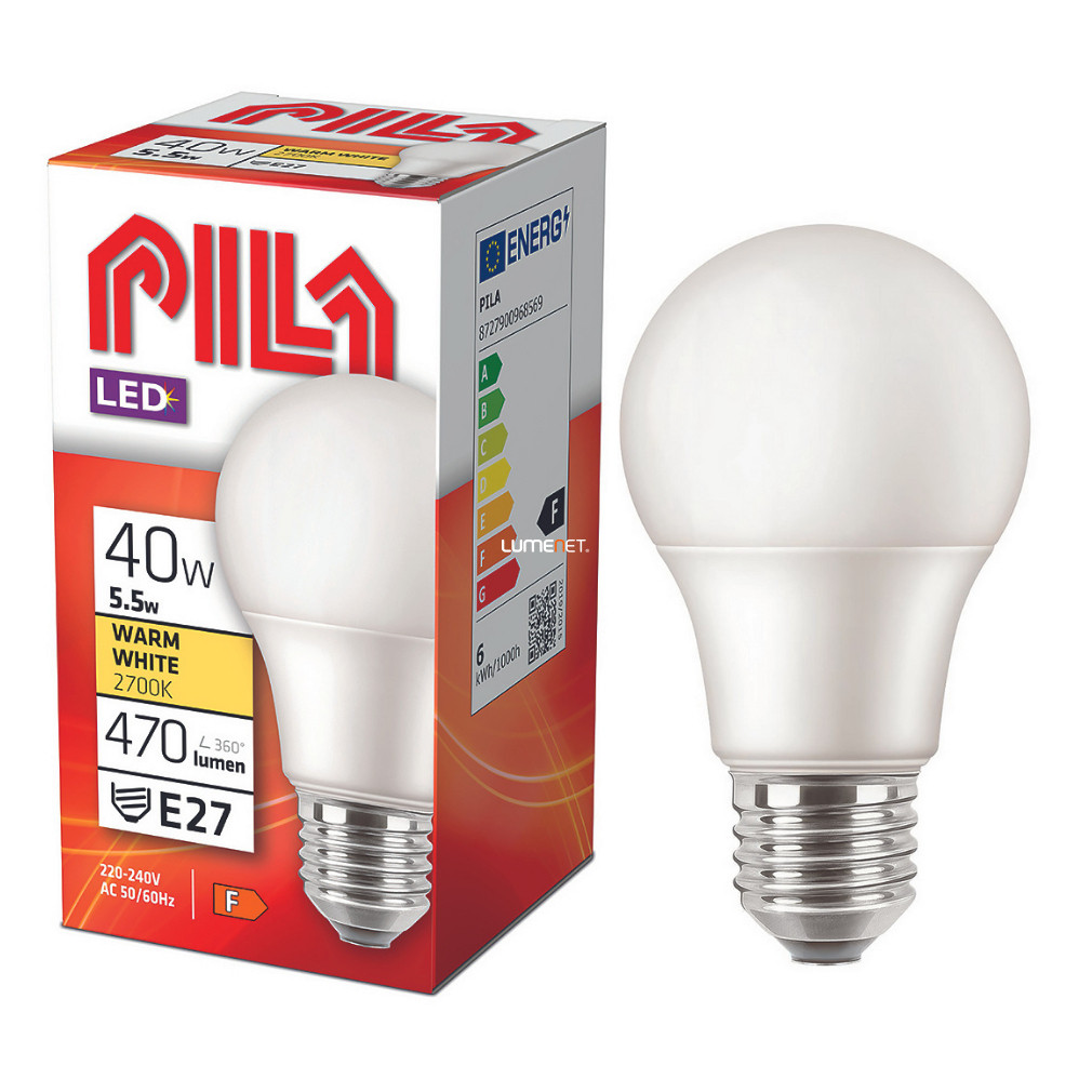 PILA (Philips) E27 LED 5,5W 470lm 2700K - 40W izzó helyett