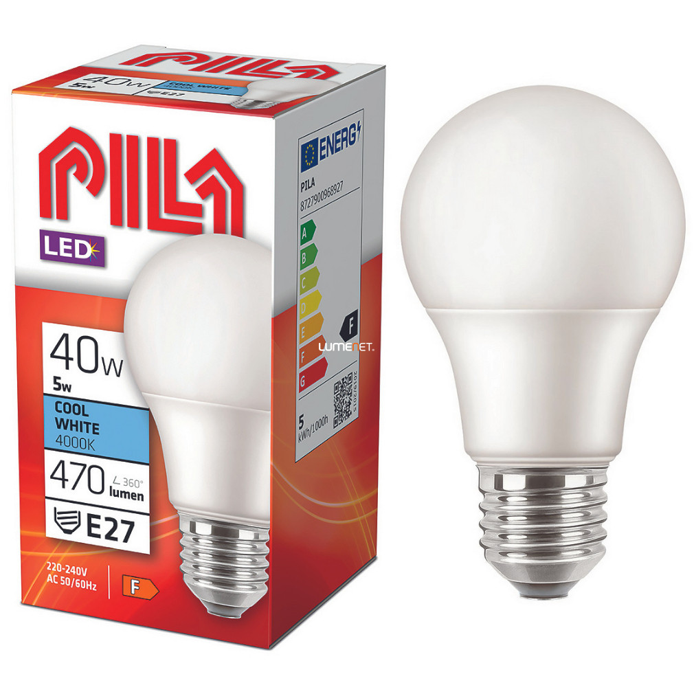 PILA E27 LED 5W 470lm hidegfehér - 40W izzó helyett