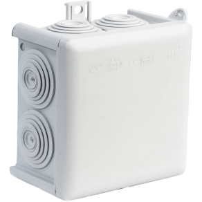   Kötődoboz vakolat fölé J80B halogénmentes világosszürke 85x85mm IP65 105641 Univolt