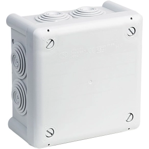   Kötődoboz vakolat fölé J100B halogénmentes világosszürke 100x100x55mm, 7xM25, IP65 105641 Univolt