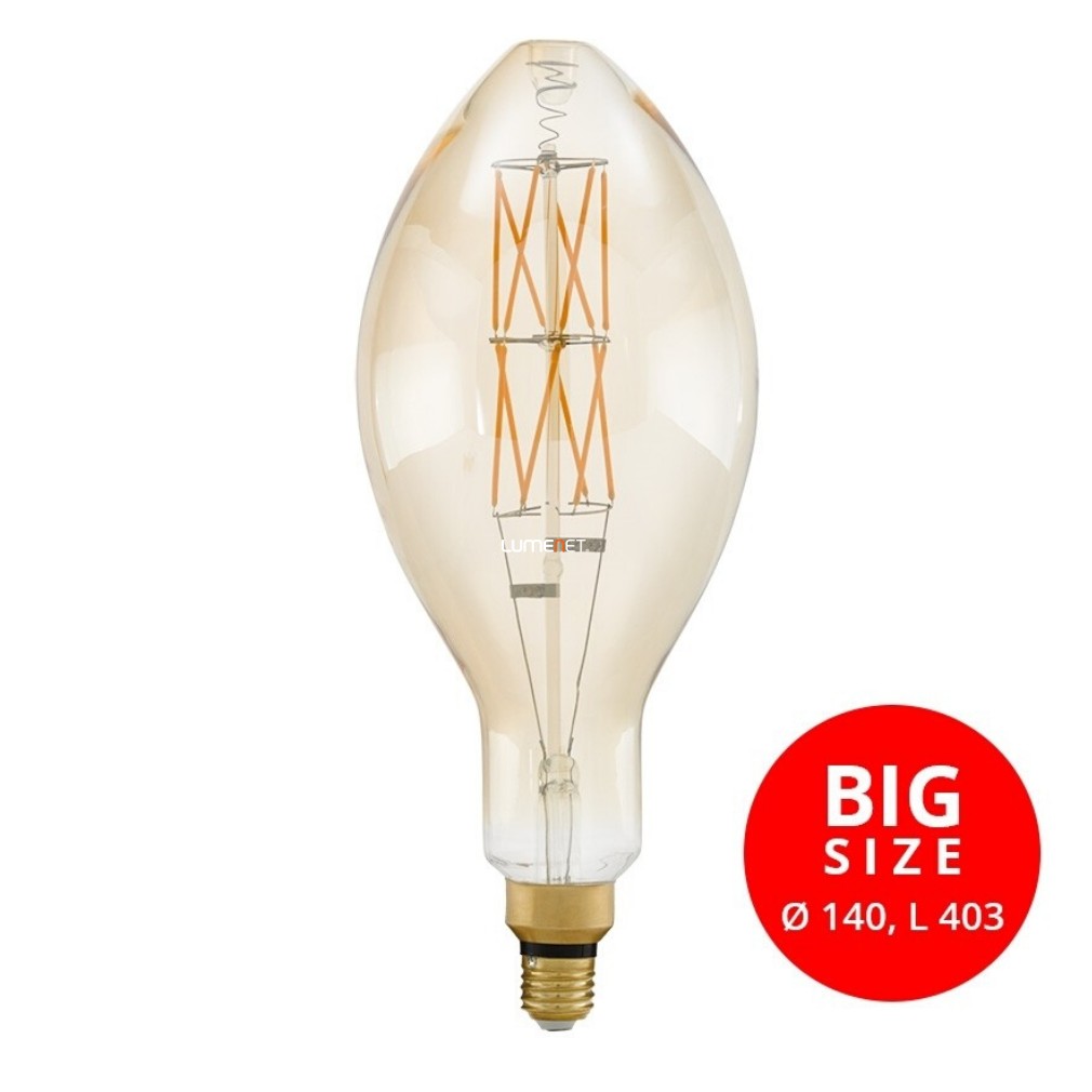 Borostyán színű E27 Vintage filament LED, 8 W, extra melegfehér