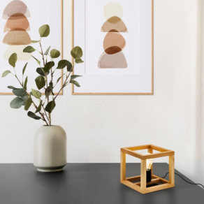   Fa vázas asztali lámpa, 20 cm - Blackcrown Eglo 32147, 1xE27 foglalattal