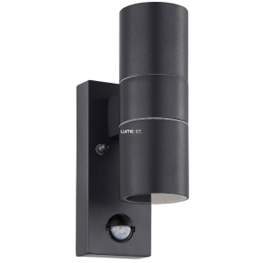   Kültéri fali lámpa mozgásérzékelővel, két foglalattal, fekete - Riga Eglo 32899