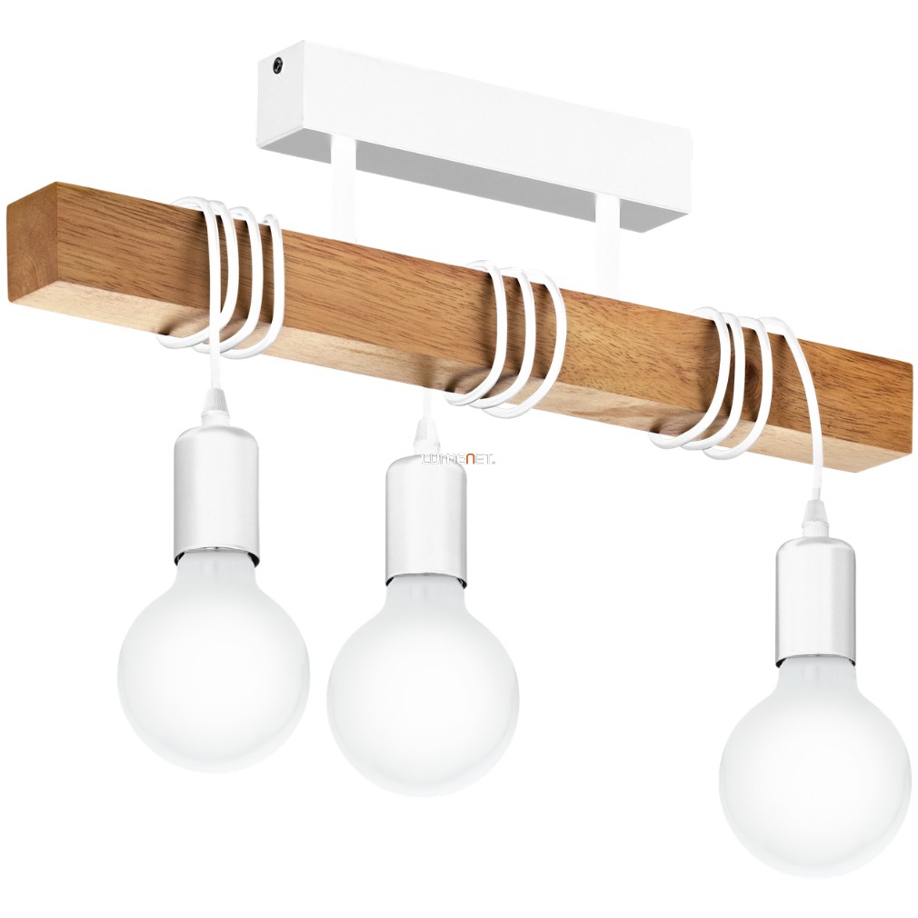 Mennyezeti lámpa három foglalattal, fehér-fa színű (Townshend)