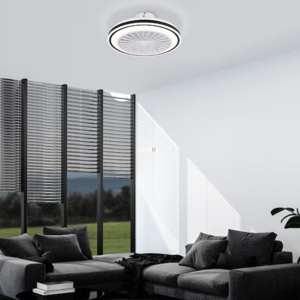Ventilátoros mennyezeti LED lámpa távirányítóval 3X8,5 W, hideg-melegfehér, fekete-fehér színű (Almeria)