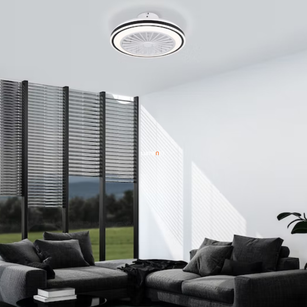 Ventilátoros mennyezeti LED lámpa távirányítóval 3X8,5 W, hideg-melegfehér, fekete-fehér színű - Almeria Eglo 35182