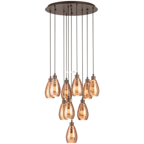   Függesztett lámpa tíz foglalattal, barna-vörösréz - Siracusa Eglo 39509