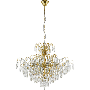   Kristály csillár 9 foglalattal, sárgaréz színben - Fenoullet Eglo 39606
