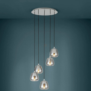   Függesztett lámpa öt foglalattal, króm-füstszínű - Albarino Eglo 39668