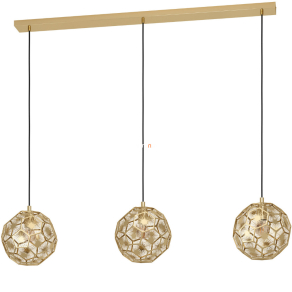   Függesztett lámpa három foglalattal, 130x25,5 cm, fekete-sárgaréz - Skoura Eglo 39757