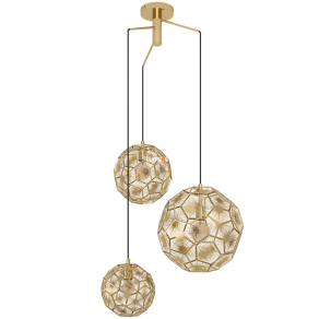   Függesztett lámpa három foglalattal, 70x67,5 cm, fekete-sárgaréz - Skoura Eglo 39758