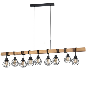   Függesztett lámpa rácsos búrákkal, kilenc foglalattal, fekete-fa színű - Townshend Eglo 43134