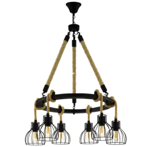   Rácsos csillár fekete hajókötéllel - Rampside Eglo 43194