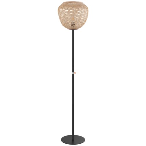 Állólámpa talpkapcsolóval, 150 cm, fa-fekete (Dembleby)
