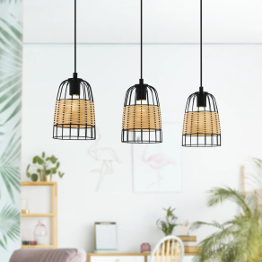   Függesztett lámpa három foglalattal, fekete-fa színű - Anwick Eglo 43313