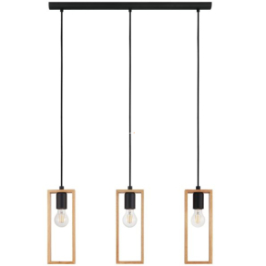   Függesztett lámpa 3 foglalattal fa keretekben - Littleton Eglo 43336