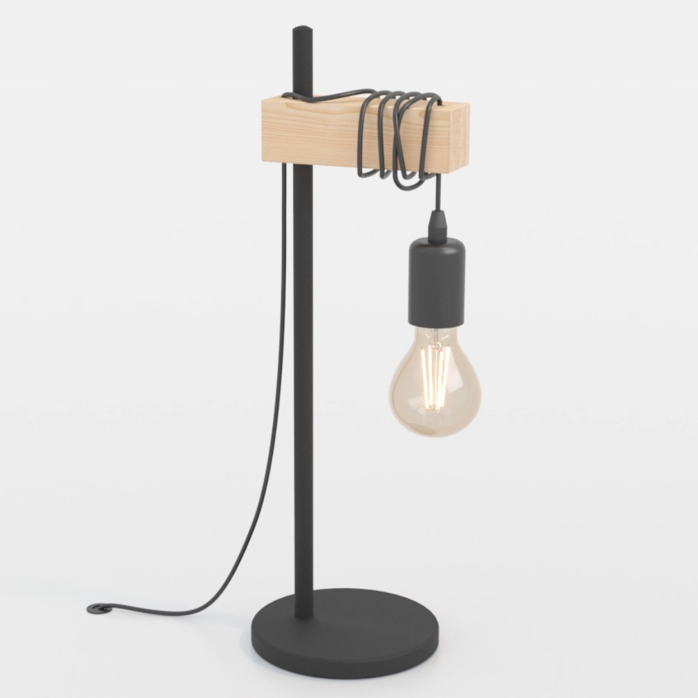 Fa asztali lámpa, 50 cm - Townshend Eglo 43515, 1xE27 foglalattal
