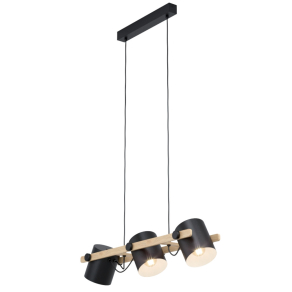   Függesztett lámpa három foglalattal, fekete-bézs-fa színű - Hornwood Eglo 43517