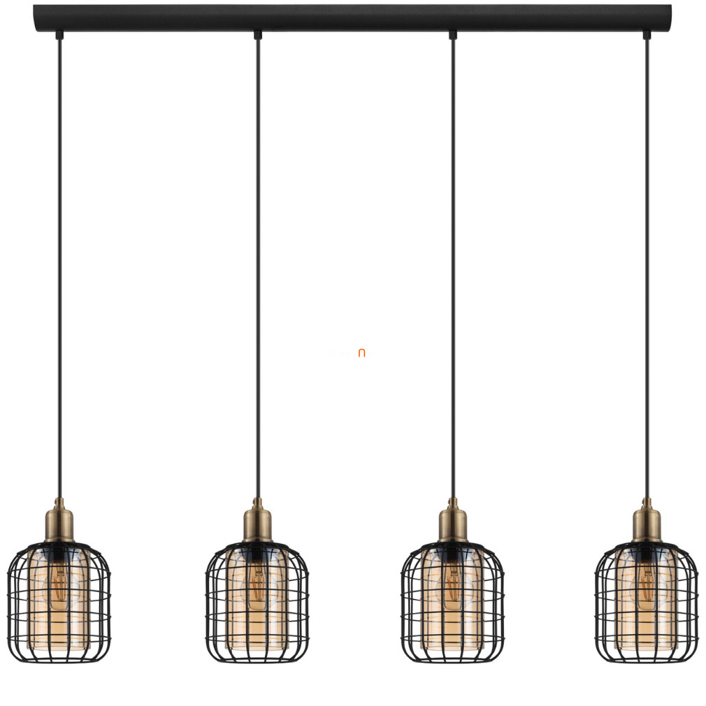 Függesztett lámpa négy foglalattal, fekete-bronz-borostyán színű (Chisle)